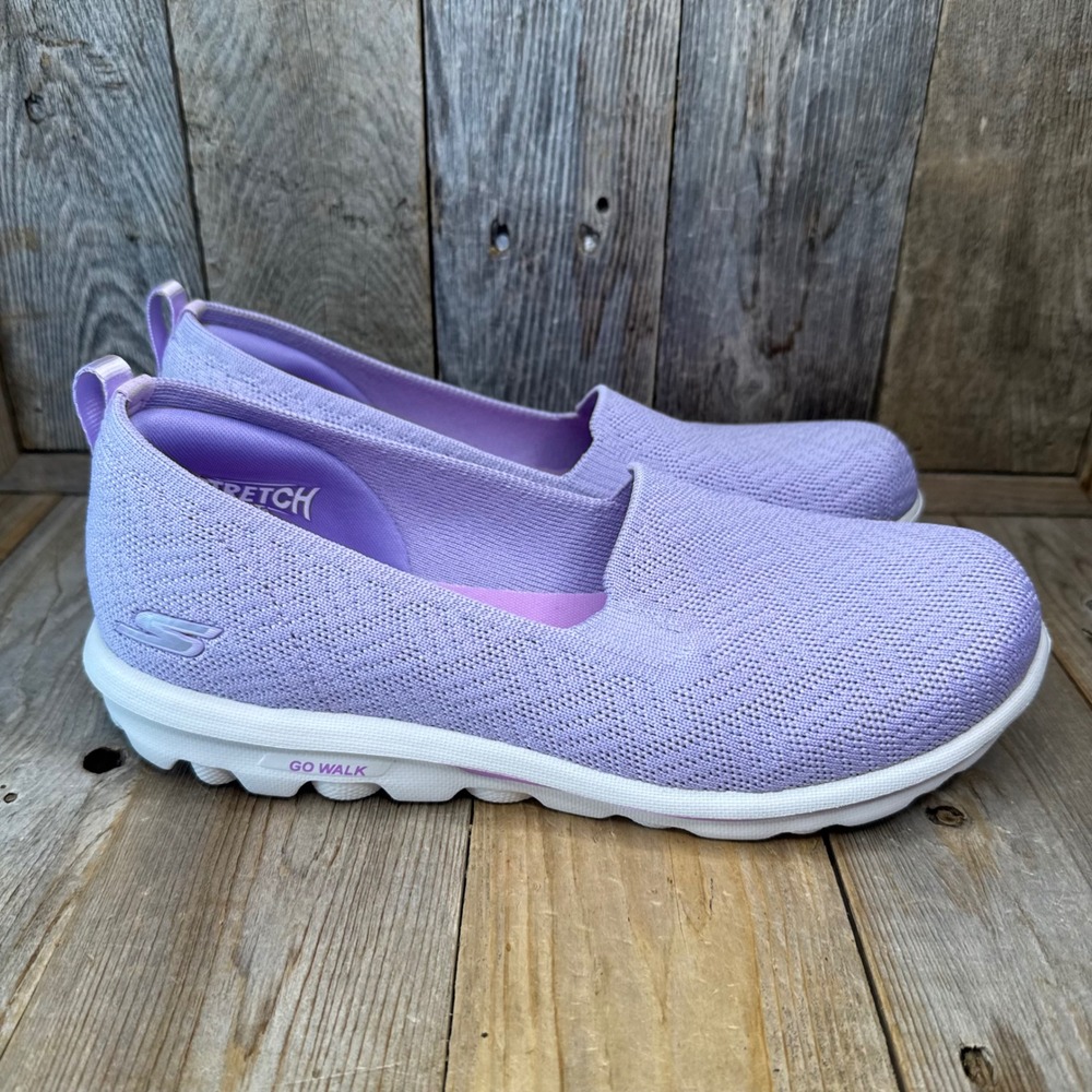 Skechers Go Walk Stretch Fit Lavender Purple Slip On Sneakers 124981W Womens 8.5 - Picture 2 of 8